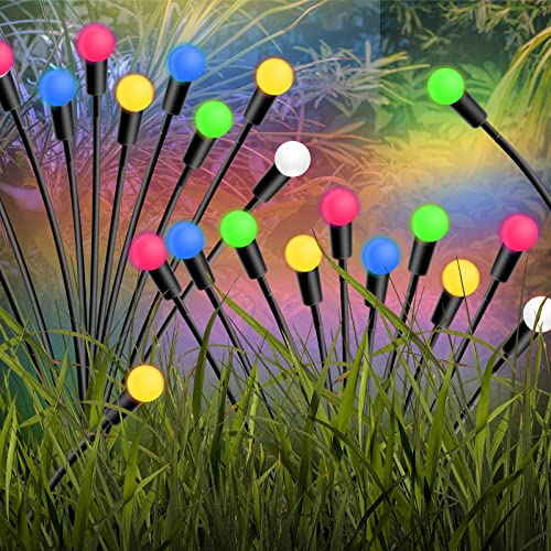 LAVAED 2 PCS Solar Garten Lichter im Freien, Solar Glühwürmchen Licht 10 LEDs angetrieben wasserdichtes schwankendes Landschaftslicht für Fußweg-Hinterhof Weihnachtsdekoration Parteien (mehrfarbig) von LAVAED