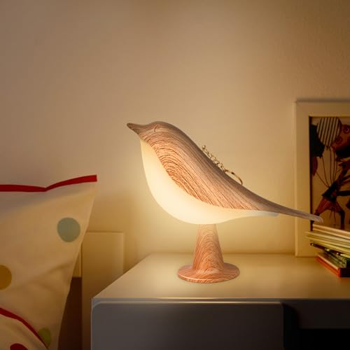 LAVAED Vogel Touch Lampe, dimmbare und kabellose Vogel Nachtlicht, USB wiederaufladbare Touch Control Tisch und Schreibtisch Lampe für Schlafzimmer (gelb) von LAVAED