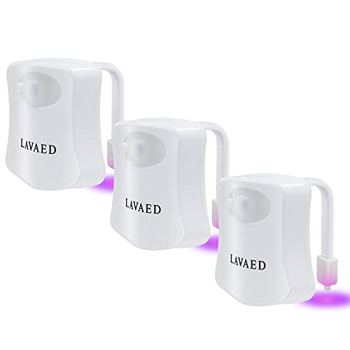 Lavaed WC-Nachtlicht mit Bewegungssensor und 8 wechselnden Farben, für WC-Schüssel, Sitzlampe für Badezimmer (3er-Pack) von LAVAED
