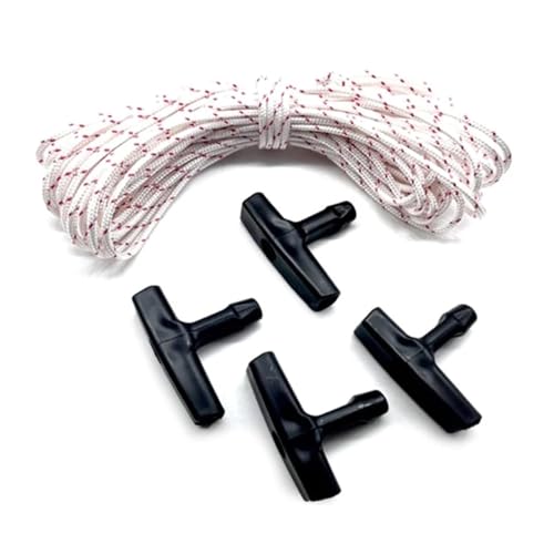 LAVAS Recoil Starter Seil Ziehen Schnur (4mm x 1m) mit 4 Pack Starter Griff for Trimmer Rasenmäher Kettensäge Pinsel Cutter Edger M4YD von LAVAS