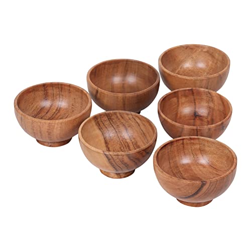 LAVAUX Designs Set mit 6 kleinen Schalen aus Akazienholz | je 120 ml |Handgefertigte Küchenbecher aus Holz zum Servieren von Dips, Saucen, Nüssen, Süßigkeiten und Gewürzen | Süße Mini-Tassen|13 x 5 cm von LAVAUX DESIGNS
