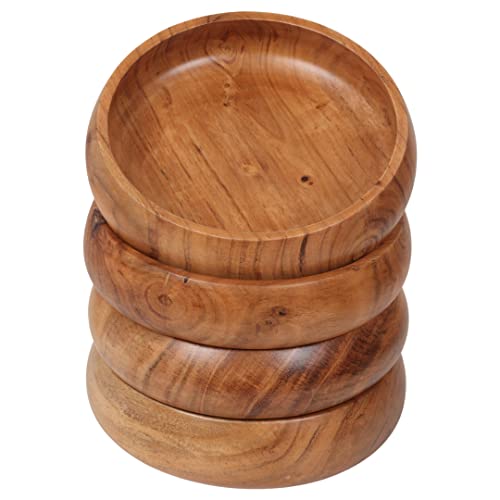 Lavaux Designs Holzschalen für Lebensmittel | Set mit 4 individuellen Schalen aus Akazienholz 20 x 5 cm (740 ml) | Genießen Sie Ihren Salat, Pasta, Reis, Acai, Smoothie, Suppe, Obst, Snacks von LAVAUX DESIGNS