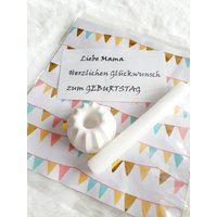 Mini Gugelhupf Pustekuchen Mitbringsel Geschenk Geburtstag Personalisiert Mama Glückslicht Glückskerze Laviosar von LAVIOSAR