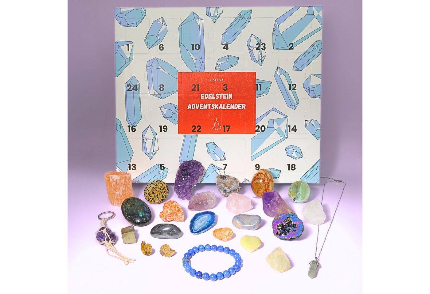 LAVISA Adventskalender Adventskalender mit Edelsteinen, Kristallen, Fossilien, Mineralien von LAVISA