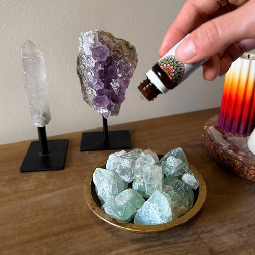 LAVISA Edelstein Aroma Diffuser für Aromatherapie Duftöl, ätherisches öl mit natürlichen Kristallen (Grüner Fluorit, Sandelholz) von LAVISA