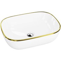 Lavita - Aufsatzwaschtisch Costa Gold Line Aufsatzwaschbecken Rechteckig Waschbecken ohne Überlauf und Hahnloch Aus hochwertigem Porzellan Waschtisch von LAVITA