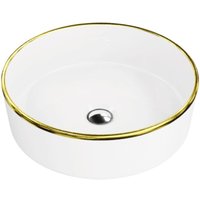 Lavita - Aufsatzwaschtisch Merida Gold Line Aufsatzwaschbecken Rund Waschbecken Ohne Überlauf und Hahnloch Aus hochwertigem Porzellan Waschtisch von LAVITA