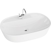 Aufsatzwaschtisch Pereya Grande Aufsatzwaschbecken Rechteckig Waschbecken mit Überlauf und ohne Hahnloch Aus hochwertigem Porzellan Waschtisch von LAVITA