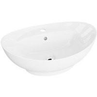 Lavita - Aufsatzwaschtisch Terra Aufsatzwaschbecken Oval Waschbecken mit Überlauf und Hahnloch Aus hochwertigem Porzellan Waschtisch 59,5x39x17,5 cm Lavita - Aufsatzwaschtisch Terra Aufsatzwaschbecken Oval Waschbecken mit Überlauf und Hahnloch Aus hochwertigem Porzellan Waschtisch 59,5x39x17,5 cm von LAVITA