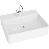 LAVITA Aufsatzwaschtisch Altaya Mini Aufsatzwaschbecken Rechteckig Waschbecken mit Überlauf und Hahnloch Aus hochwertigem Porzellan Waschtisch von LAVITA