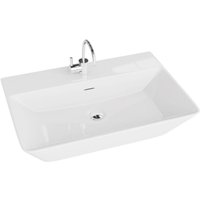 LAVITA Aufsatzwaschtisch Cabrera Grande Aufsatzwaschbecken Rechteckig Waschbecken mit Überlauf und Hahnloch Aus hochwertigem Porzellan Waschtisch von LAVITA