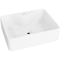 LAVITA Aufsatzwaschtisch Castor Aufsatzwaschbecken Rechteckig Waschbecken ohne Überlauf und mit Hahnloch Aus hochwertigem Porzellan Waschtisch von LAVITA