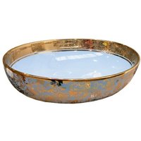 LAVITA Aufsatzwaschtisch Cereza Aufsatzwaschbecken Rund Waschbecken Ohne Überlauf und Hahnloch Aus hochwertigem Porzellan Waschtisch 51x40x14 cm von LAVITA