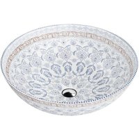 LAVITA Aufsatzwaschtisch Folklor Aufsatzwaschbecken Rund Waschbecken Ohne Überlauf und Hahnloch Aus hochwertigem Porzellan Waschtisch 40x40x13,5 von LAVITA