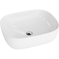 LAVITA Aufsatzwaschtisch Giro Aufsatzwaschbecken Rechteckig Waschbecken Ohne Überlauf und Hahnloch Aus hochwertigem Porzellan Waschtisch 49x39,5x15 von LAVITA