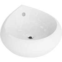 LAVITA Aufsatzwaschtisch Ibiza Aufsatzwaschbecken Rund Waschbecken Ohne Überlauf und Hahnloch Aus hochwertigem Porzellan Waschtisch 47x46x14 cm Weiß von LAVITA