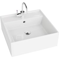 LAVITA Aufsatzwaschtisch La Gromera Aufsatzwaschbecken Rechteckig Waschbecken mit Überlauf und Hahnloch Aus hochwertigem Porzellan Waschtisch von LAVITA