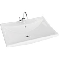 LAVITA Aufsatzwaschtisch Majorka Aufsatzwaschbecken Rechteckig Waschbecken mit Überlauf und Hahnloch Aus hochwertigem Porzellan Waschtisch 61x44x16,5 von LAVITA