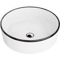 LAVITA Aufsatzwaschtisch Merida Black Line Aufsatzwaschbecken Rund Waschbecken Ohne Überlauf und Hahnloch Aus hochwertigem Porzellan Waschtisch von LAVITA