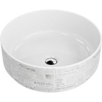 LAVITA Aufsatzwaschtisch Papel Aufsatzwaschbecken Rund Waschbecken Ohne Überlauf und Hahnloch Aus hochwertigem Porzellan Waschtisch 37x37x12 cm Weiß von LAVITA