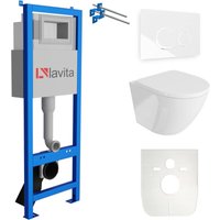 Lavita - wc Set mit Vorwandelement, Wand-WC und Spülknopf von LAVITA