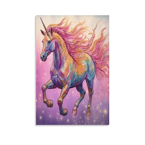 LAVIYE Fairy Tale World Einhorn Leinwand Kunst Poster Wunderland Reise Rosa Beliebte Einhörner Wandposter Schlafsaal Dekor Malerei Kunst von LAVIYE