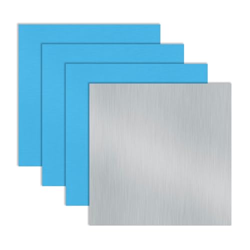 LAVMHAB 4 Stück Aluminiumblech 0.8mm Dick Aluplatten, 200mm X 200mm Aluminium Platte mit Schutzfolie Alubleche Aluminium blech für DIY Handwerk von LAVMHAB