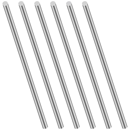 LAVMHAB Edelstahlstäbe, Edelstahl Rundstäbe 6mm x 153mm Rundstab 304 Edelstahl Rundstangen Metallstange Stabstahl Solide Rundstahl für DIY Handwerk (6 Stück) von LAVMHAB