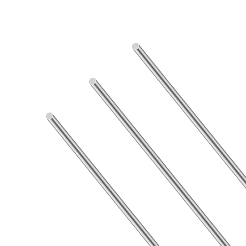 LAVMHAB Edelstahlstäbe, Solide Edelstahl Rundstäbe 5mm x 400mm, Rundstab 304 Edelstahl Rundstangen für DIY Handwerk Modellauto Flugzeug (3 Stück) von LAVMHAB