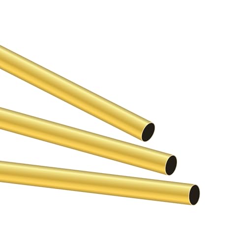 LAVMHAB Messingrohr, 9 mm OD x 0,2 mm Wandstärke x 300 mm Länge, Rundrohr aus Messing, runde Messing Rohre (3 Stück) von LAVMHAB