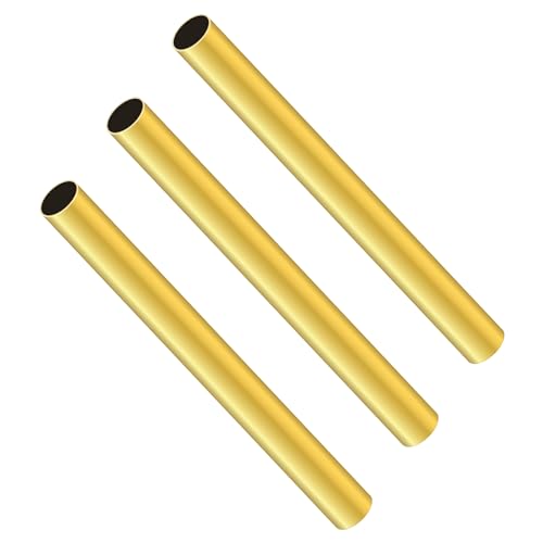LAVMHAB Messingrohr 9mm OD/Außendurchmesser x 0,3mm Wandstärke, 200mm Länge, Nahtlos Rundrohr aus Messing, Runde Messing Rohre für Bastelarbeiten (3 Stück) von LAVMHAB