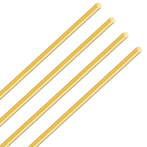 LAVMHAB Messingstab 4mm x 300mm, Messing Massiver Runde Stab für DIY Bastel (4 Stück) von LAVMHAB