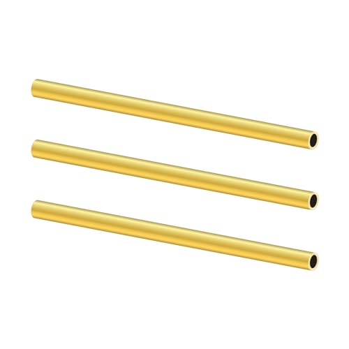 LAVMHAB Messingrohr 5mm OD/Außendurchmesser x 0,75mm Wandstärke, 200mm Länge, Nahtlos Rundrohr aus Messing, Runde Messing Rohre für Bastelarbeiten (3 Stück) von LAVMHAB