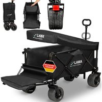 Bollerwagen faltbar Dach verlängerbar mit Heckklappe klappbarer Transportwagen Hunde kompakt leicht BW07+ Schwarz von LAWA LIVING AND LIFESTYLE