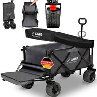 Bollerwagen faltbar mit Dach Handwagen mit Heckklappe klappbarer Transportwagen kompakt leicht BW05+ Grau von LAWA LIVING AND LIFESTYLE