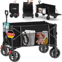 Faltbarer Bollerwagen Schwarz, Bremse, Heckklappe, kleines Packmaß, 130l, kompakter Transportwagen leicht von LAWA LIVING AND LIFESTYLE