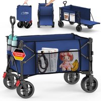 Faltbarer Bollerwagen blau, Bremse, Heckklappe, kleines Packmaß, 130l, kompakter Transportwagen leicht von LAWA LIVING AND LIFESTYLE