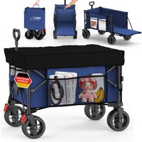 Faltbarer Bollerwagen mit Dach, Bremse, Heckklappe, blau, kleines Packmaß kompakter Transportwagen leicht von LAWA LIVING AND LIFESTYLE