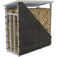 Kaminholzregal außen Metall VERZINKT mit Plane 188x70x188 Silber Stapelhilfe Brennholz Holz Unterstand mit Dach von LAWA LIVING AND LIFESTYLE