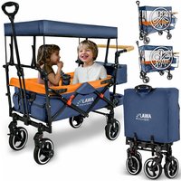 Bollerwagen faltbar mit Dach Regenschutz Insektenschutz gefedert klapp Handwagen für Kinder Strandwagen Blau / Orange von LAWA LIVING AND LIFESTYLE