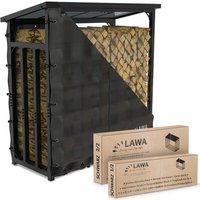 Lawa Living And Lifestyle - Kaminholzregal außen Metall mit Plane verzinkt 188x70x188 Stapelhilfe Brennholz Lager für Feuer Holz Unterstand mit Dach von LAWA LIVING AND LIFESTYLE