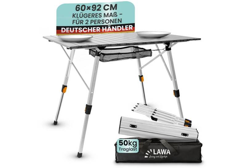 LAWA Living and Lifestyle Campingtisch faltbar höhenverstellbar 4,4 kg leicht Aluminium 2 Personen, 50 kg Traglast, rostfrei, Balkontisch klappbar von LAWA Living and Lifestyle