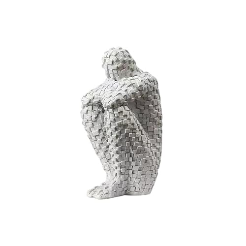 LAWAIA Mosaik-Figuren Innendekoration skulpturen Harz Statuen Dekoration Skulptur Kunst Statue Deko Wohnzimmer Regal Modern Schlafzimmer Bücherregal (Weiß) von LAWAIA