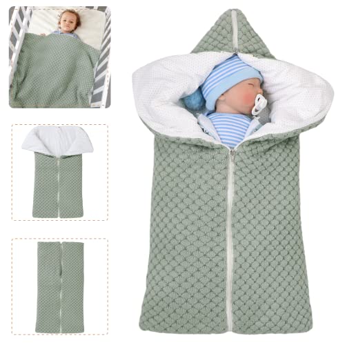 LAWKUL Kinderwagen Decke Neugeborene Wickeldecke Schlafsack Wolle Kinderwagendecke Winter Dick Fleece Schlafsäcke für 0-6 Monate Jungen Mädchen Grün von LAWKUL