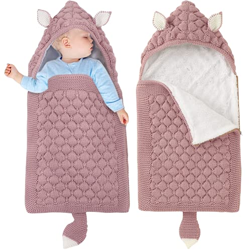 LAWKUL Kinderwagen Decke Neugeborene Wickeldecke Schlafsack Wolle Kinderwagendecke Winter Dick Schlafsäcke für 0-6 Monate Jungen Mädchen Rosa von LAWKUL