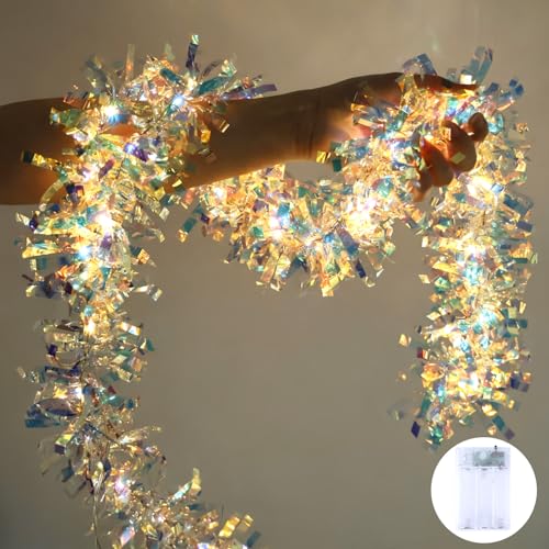 Christmas Tinsel Garland Glitter Tinsel Streamers 6.5FT Long Roll Shiny Foil Metallic Garland 1 Pack Christmas Tinsel Garland Glitter Tinsel Streamers 6.5FT Long Roll Shiny Foil Metallic Garland 1 Pack von LAWOHO