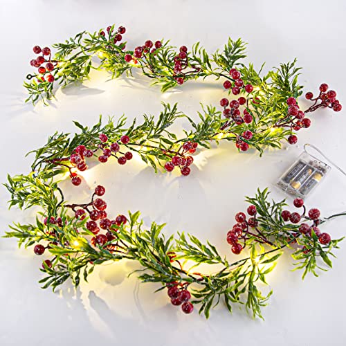 LAWOHO 180cm Künstliche Weihnachtsgirlande mit 20 LED-Lichtern Batteriebetrieben 162 Schneerote Beeren 55 Grüne Blätter Girlande Weihnachten für Thanksgiving Urlaub Drinnen Kamin Weihnachtsdeko LAWOHO 180cm Künstliche Weihnachtsgirlande mit 20 LED-Lichtern Batteriebetrieben 162 Schneerote Beeren 55 Grüne Blätter Girlande Weihnachten für Thanksgiving Urlaub Drinnen Kamin Weihnachtsdeko von LAWOHO