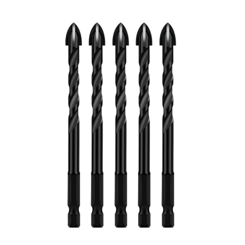5-teiliges Multifunktions-Bohrer-Set, Hartmetallbohrer, Kreuz-Sechskant-Bohrer-Set for Betonporzellan(4mm) von LAXALO