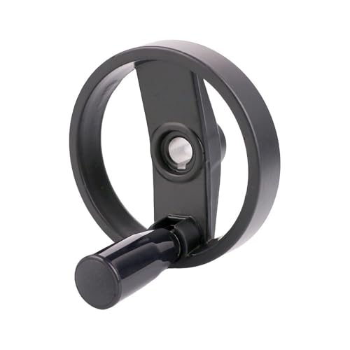 LAXALO 1 Stück Faltbarer Griff Rundes Doppelspeichen-Handrad aus Holz, Hohlhandrad aus Aluminiumlegierung for Maschinen(12MM*125MM) von LAXALO
