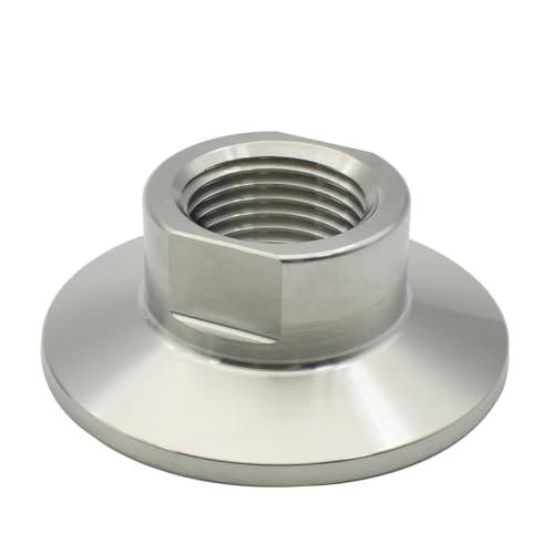 LAXALO Gerader Adapter aus Edelstahl mit drei Klemmen for selbstgemachte, BSPT-Sanitäradapter mit Außen- und Innengewinde, 1 Stück(Black,1/2 inch x 25.4mm) von LAXALO